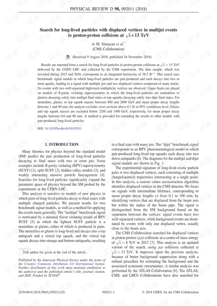 在s = 13 TeV的质子-质子碰撞中的多喷流事件中搜索具有置换顶点的长寿命粒子