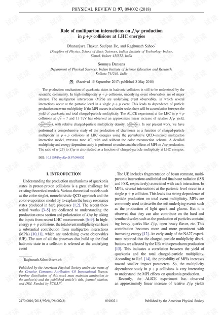 LHC能量下p + p碰撞中多部分相互作用对J /ψ产生的作用