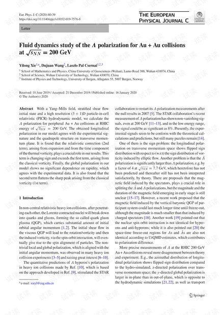 Au + Au碰撞下$$$ \ sqrt {s_ {NN}} = 200 $$ sNN = 200 GeV的$$ \ varLambda $$Λ极化的流体动力学研究