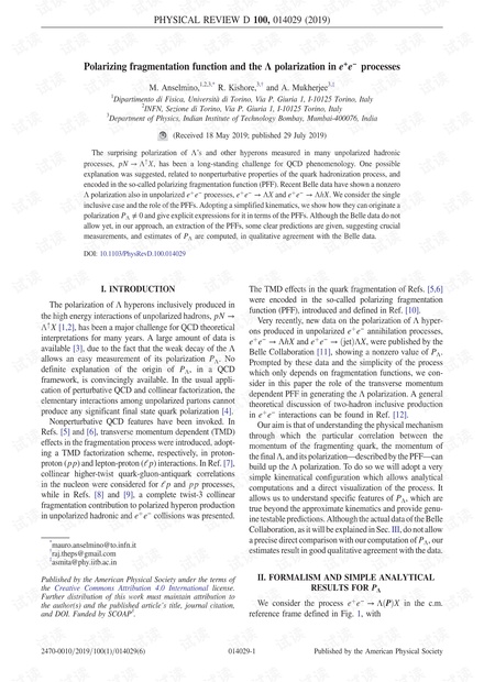 e + e-过程中的极化碎片函数和Λ极化