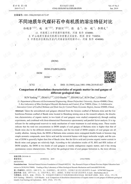 不同地质年代煤矸石中有机质的溶出特征对比