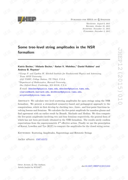 NSR形式主义中的某些树级字符串幅度