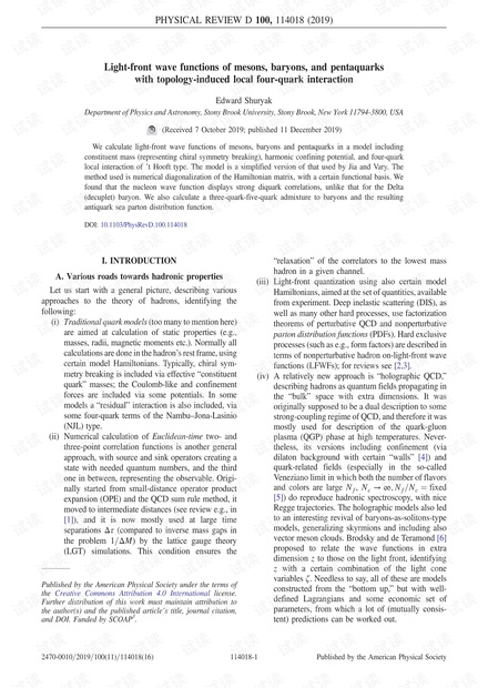 介子,重子和五夸克的光前波函数,具有拓扑诱导的局部四夸克相互作用