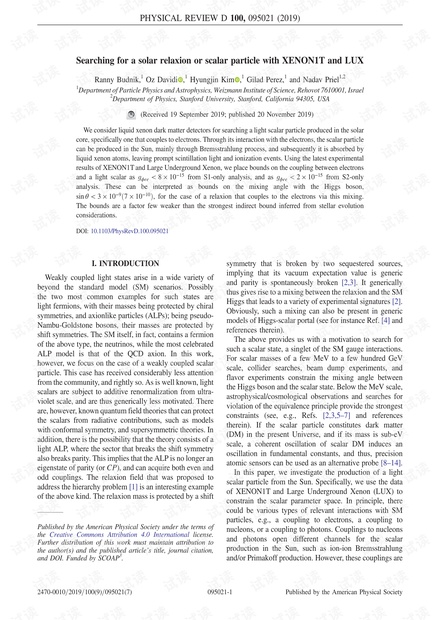 使用XENON1T和LUX搜索太阳弛豫或标量粒子