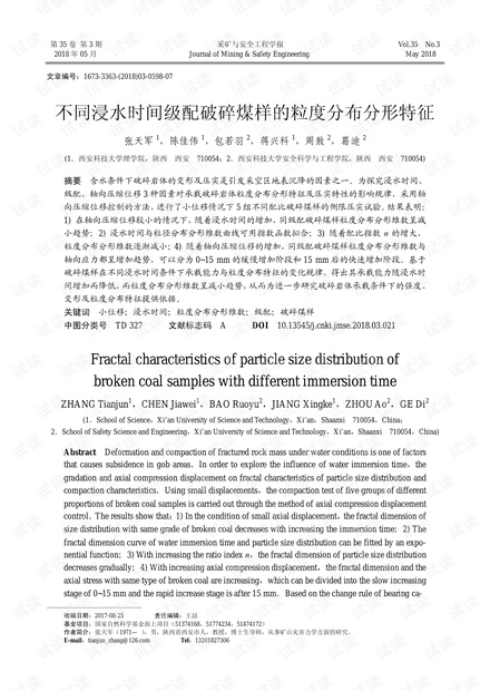 不同浸水时间级配破碎煤样的粒度分布分形特征