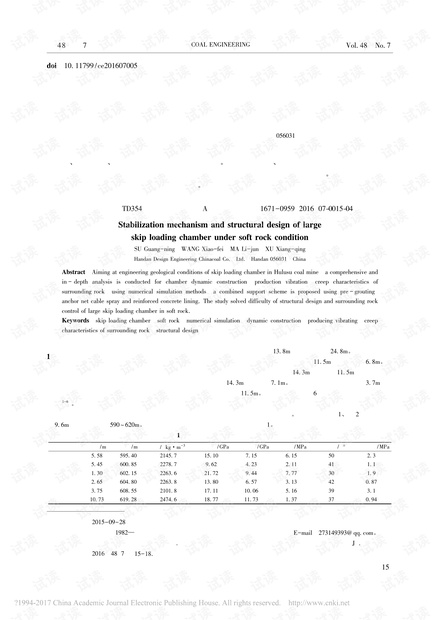 软岩条件下特大型箕斗装载硐室稳定机理与结构设计研究