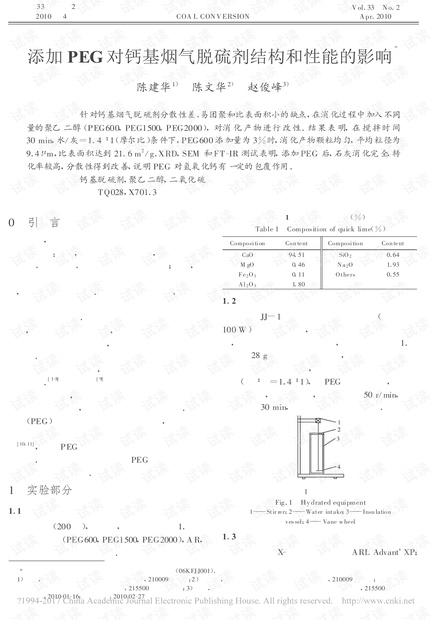 添加PEG对钙基烟气脱硫剂结构和性能的影响