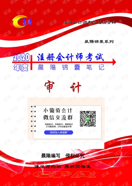 2020年注册会计师《审计》晨陽锦囊笔记.pdf