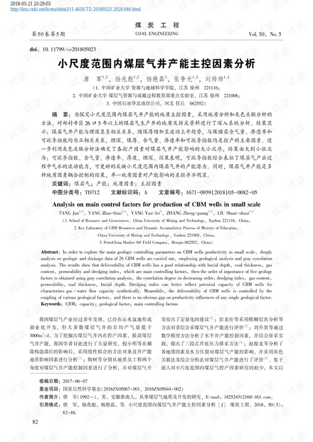 小尺度范围内煤层气井产能主控因素分析