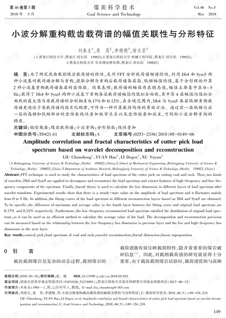 小波分解重构截齿载荷谱的幅值关联性与分形特征