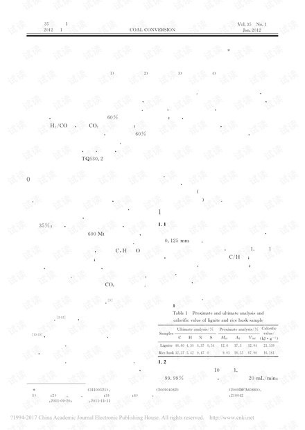 褐煤与稻壳加水共热解特性研究