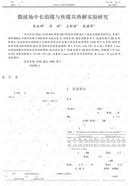 微波场中长焰煤与焦煤共热解实验研究