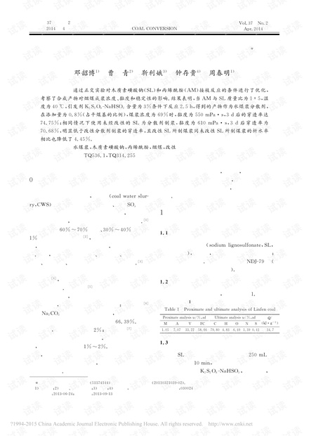 木质素磺酸钠的改性及对煤浆分散性研究