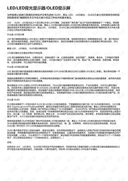 LED/LED背光显示器/OLED显示屏