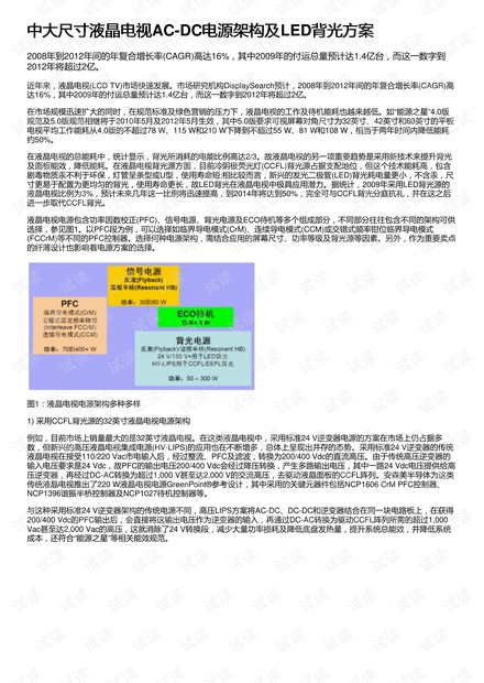 中大尺寸液晶电视AC-DC电源架构及LED背光方案