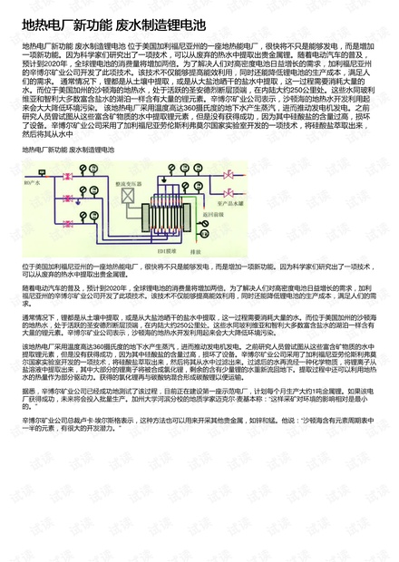 地热电厂新功能 废水制造锂电池