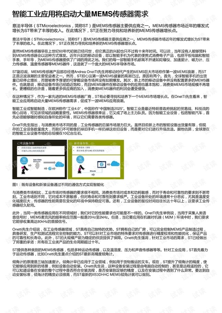 智能工业应用将启动大量MEMS传感器需求