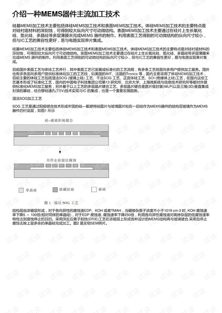 介绍一种MEMS器件主流加工技术