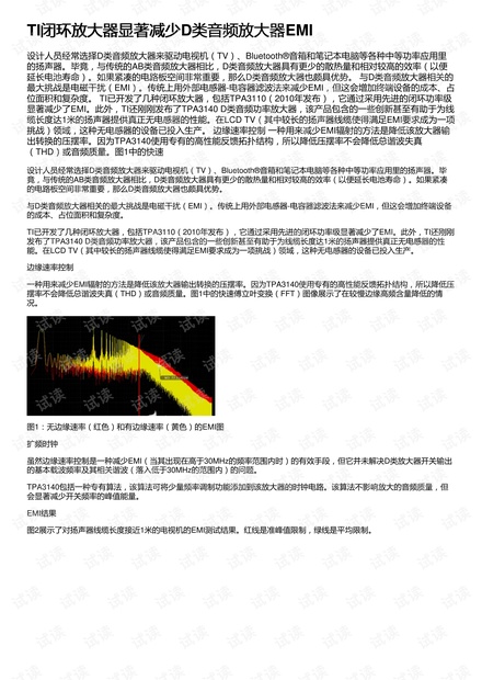 TI闭环放大器显著减少D类音频放大器EMI