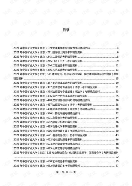 2021年中国矿业大学(北京)考研专业课资料清单【汇总版】.pdf
