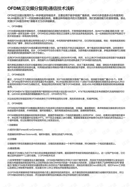 OFDM(正交频分复用)通信技术浅析