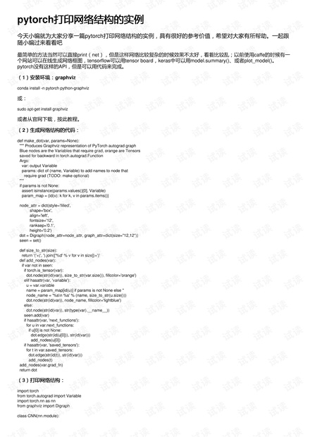 pytorch打印网络结构的实例