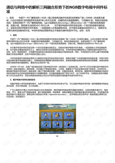 通信与网络中的解析三网融合形势下的NGB数字电视中间件标准