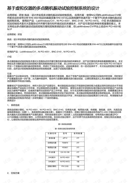 基于虚拟仪器的多点随机振动试验控制系统的设计