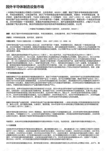 国外半导体制造设备市场