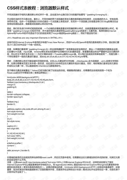 CSS样式表教程:浏览器默认样式
