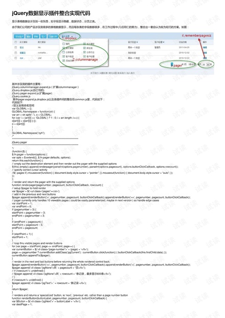 jQuery数据显示插件整合实现代码