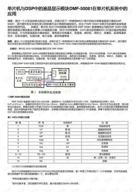 单片机与DSP中的液晶显示模块DMF-50081在单片机系统中的应用