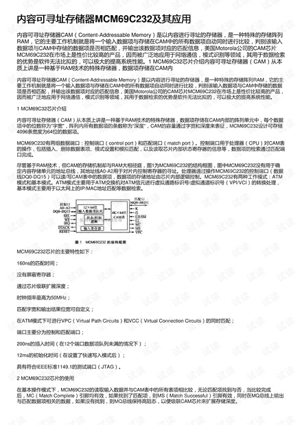 内容可寻址存储器MCM69C232及其应用
