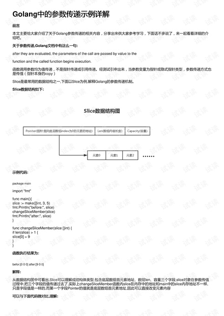 Golang中的参数传递示例详解