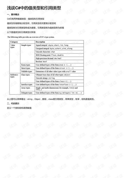浅谈C#中的值类型和引用类型