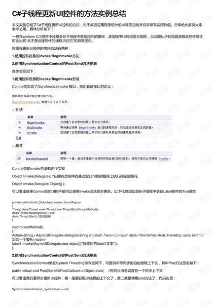 C#子线程更新UI控件的方法实例总结