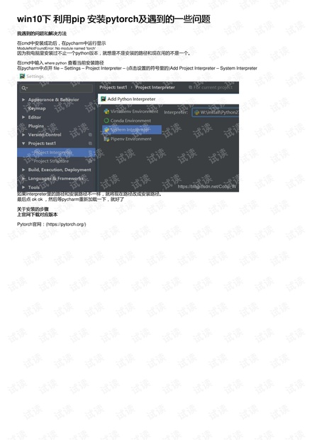 win10下利用pip安装pytorch及遇到的一些问题 nomodulenamed torch资源 csdn文库