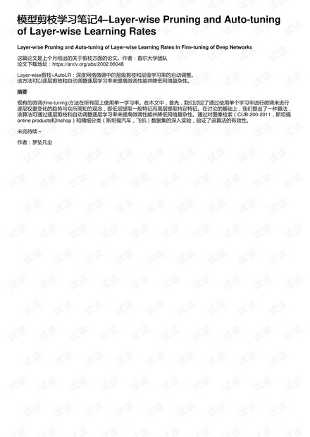 模型剪枝学习笔记4–Layer-wise Pruning and Auto-tuning of Layer-wise Learning Rates