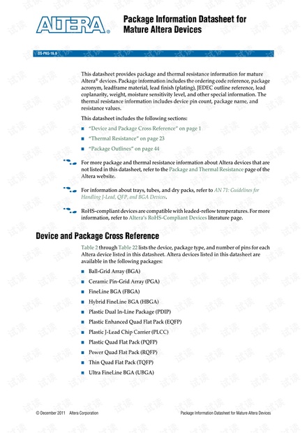 Altera封装datasheet汇总.pdf