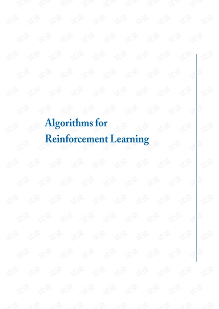 Algorithms for Reinforcement Learning by Csaba Szepesvári