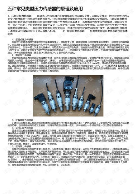五种常见类型压力传感器的原理及应用