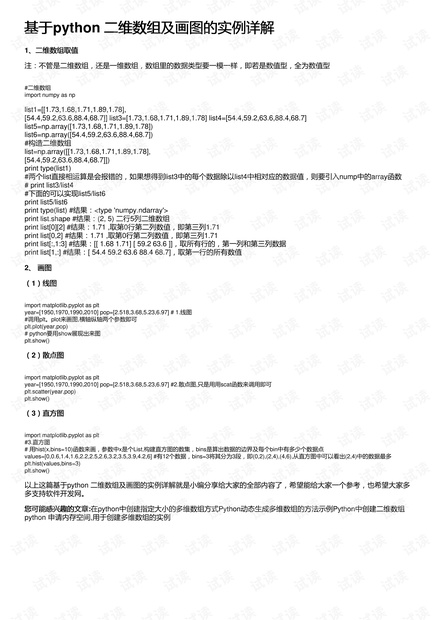 基于python 二维数组及画图的实例详解