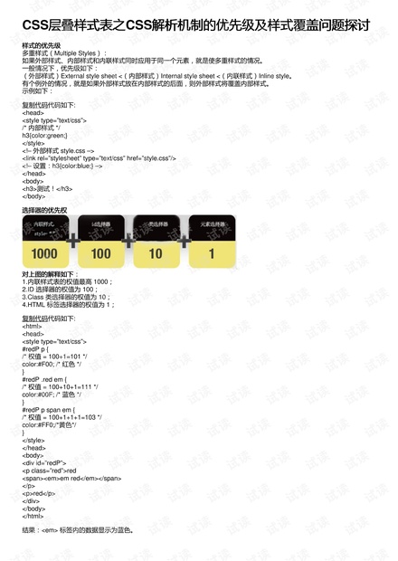 CSS层叠样式表之CSS解析机制的优先级及样式覆盖问题探讨