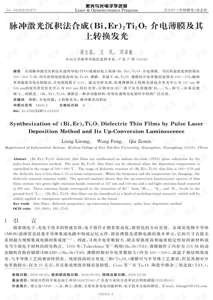 脉冲激光沉积法合成(Bi,Er)