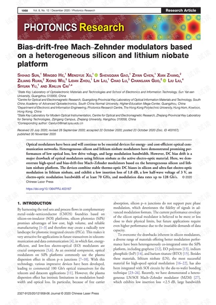 Bias-drift-free Mach–Zehnder modulators based on a heterogeneous silicon and lithium niobate platform