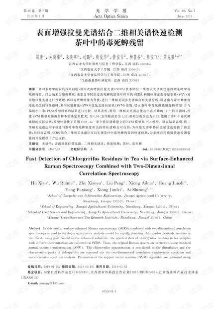 表面增强拉曼光谱结合二维相关谱快速检测茶叶中的毒死蜱残留