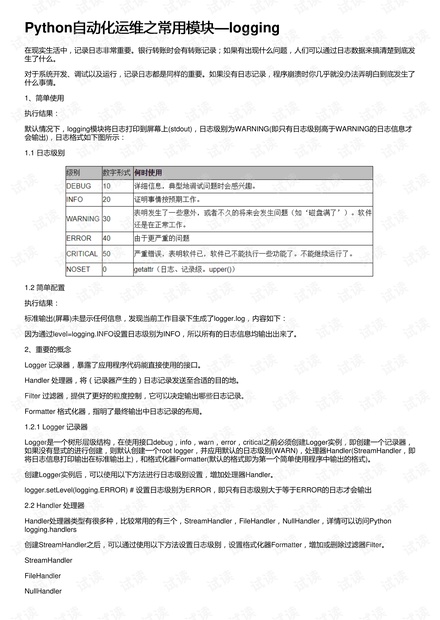 Python自动化运维之常用模块—logging