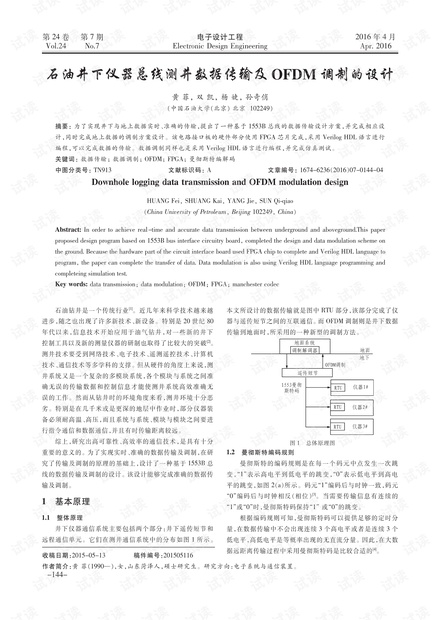 石油井下仪器总线测井数据传输及OFDM调制的设计