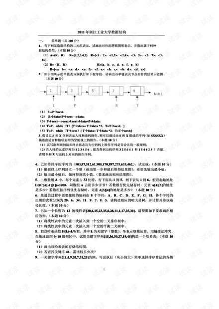 浙江工业大学《数据结构》历年期末试卷.pdf