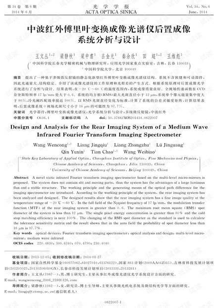 中波红外傅里叶变换成像光谱仪后置成像系统分析与设计